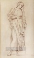 Estudio de una figura femenina de pie sosteniendo un bastón prerrafaelita Sir Edward Burne Jones